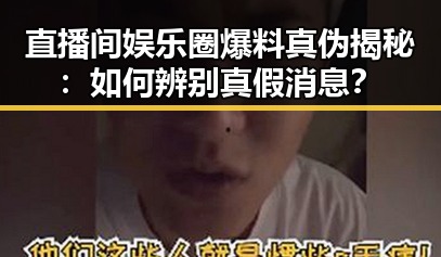 直播间娱乐圈爆料真伪揭秘:如何辨别真假消息?